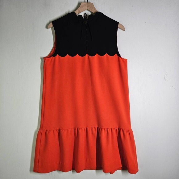Victoria Beckham x Target Scalloped Shift Peplum Dress L Orange Black Sleeveless - Picture 7 of 12